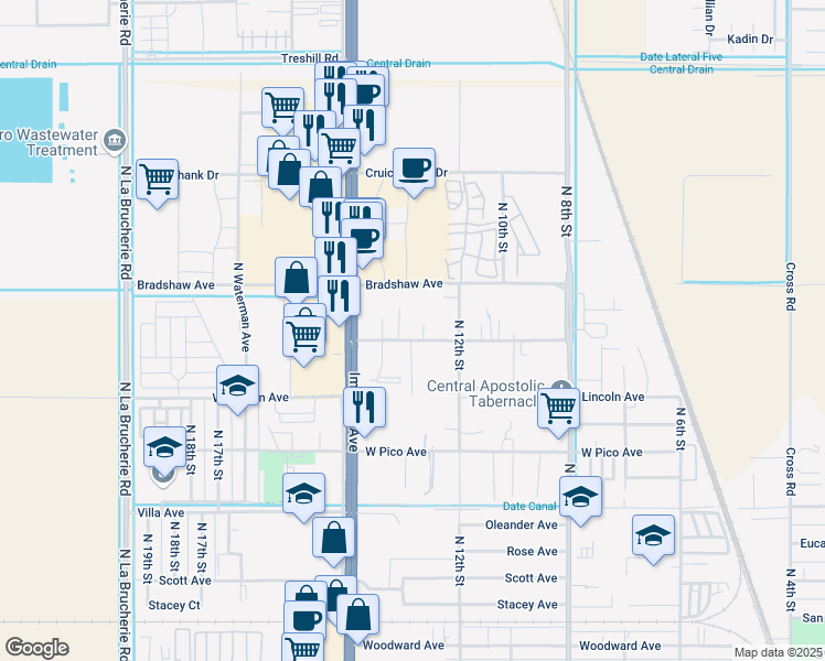 map of restaurants, bars, coffee shops, grocery stores, and more near 1274 West El Dorado Avenue in El Centro