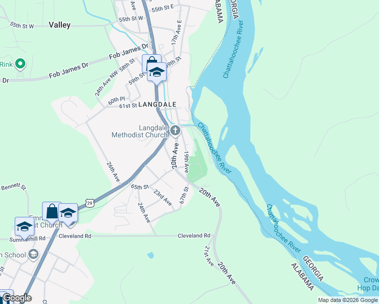 map of restaurants, bars, coffee shops, grocery stores, and more near 6320 19th Avenue in Valley