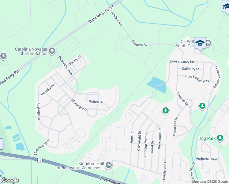 map of restaurants, bars, coffee shops, grocery stores, and more near 3230 Moonlight Drive in Charleston