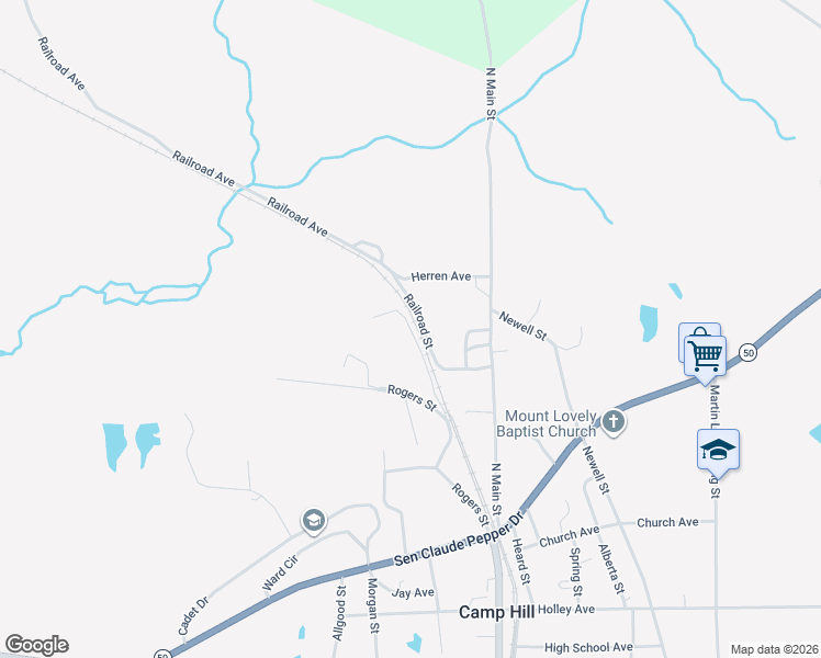 map of restaurants, bars, coffee shops, grocery stores, and more near Sherman Drive in Camp Hill