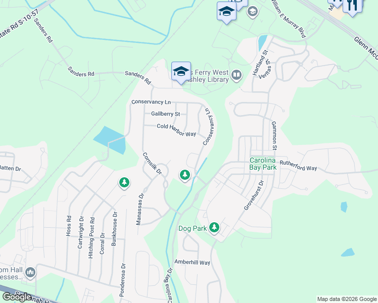 map of restaurants, bars, coffee shops, grocery stores, and more near 1830 Heldsberg Drive in Charleston