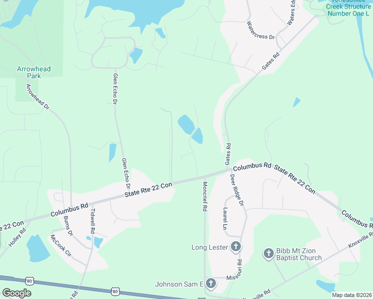 map of restaurants, bars, coffee shops, grocery stores, and more near 116 Sweetwater Drive in Lizella