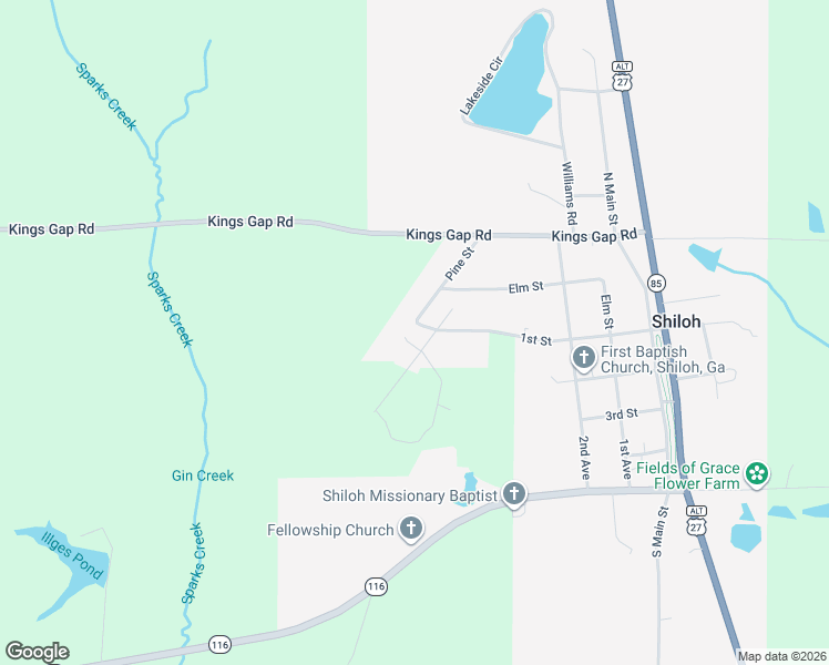 map of restaurants, bars, coffee shops, grocery stores, and more near 10 1st Street in Shiloh
