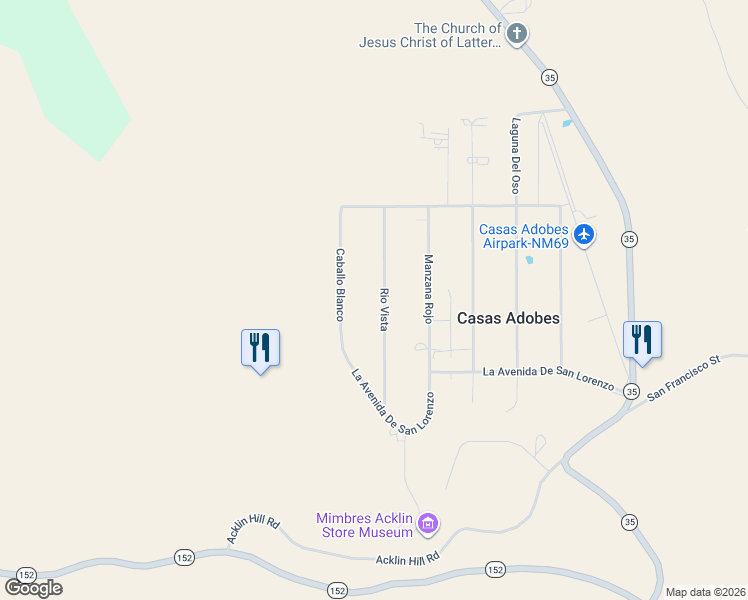 map of restaurants, bars, coffee shops, grocery stores, and more near 219-229 Rio Vista in Mimbres