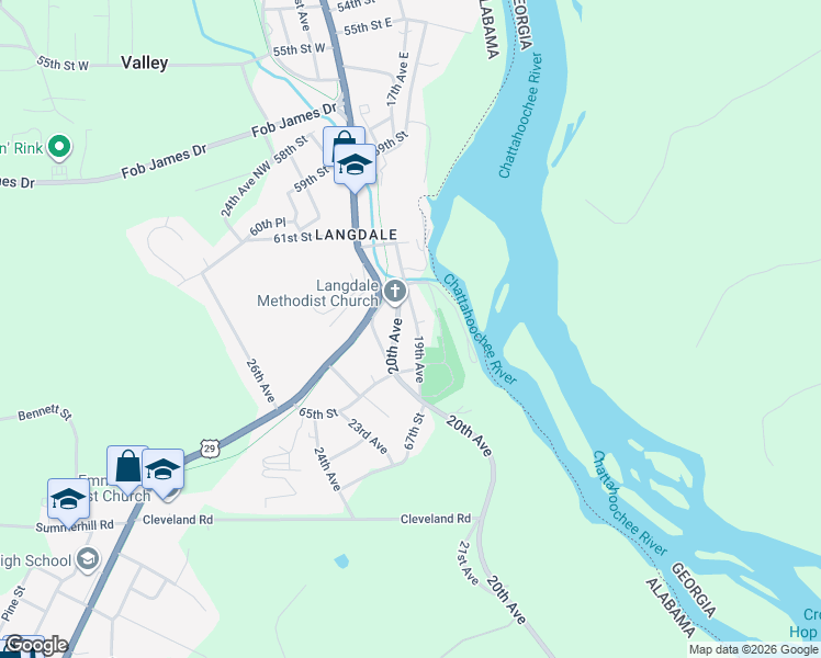 map of restaurants, bars, coffee shops, grocery stores, and more near 6320 19th Avenue in Valley