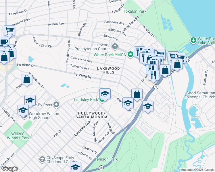 map of restaurants, bars, coffee shops, grocery stores, and more near 1811 Bermuda Street in Dallas