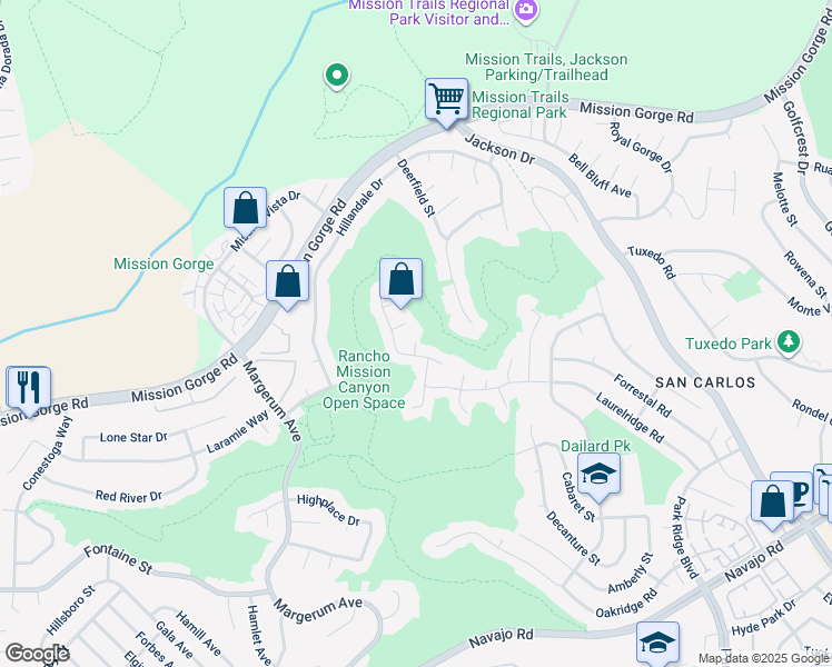 map of restaurants, bars, coffee shops, grocery stores, and more near in San Diego