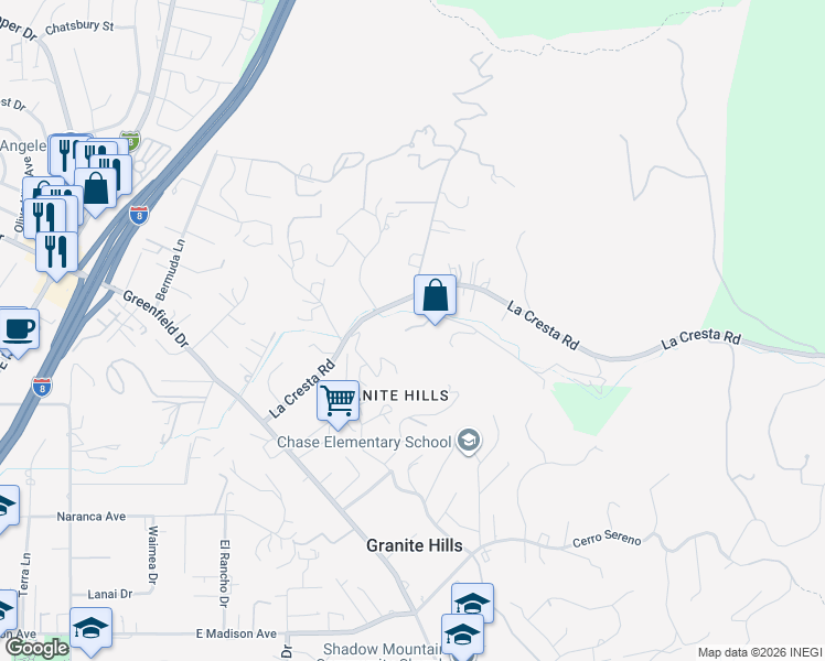 map of restaurants, bars, coffee shops, grocery stores, and more near 1923 Forester Creek Road in El Cajon