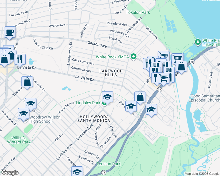 map of restaurants, bars, coffee shops, grocery stores, and more near 1811 Bermuda Street in Dallas