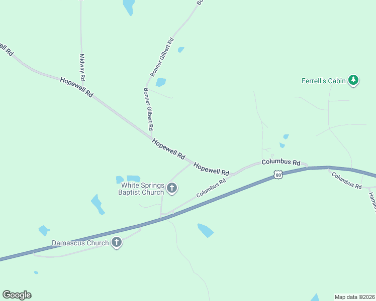 map of restaurants, bars, coffee shops, grocery stores, and more near 8641 Hopewell Road in Lizella