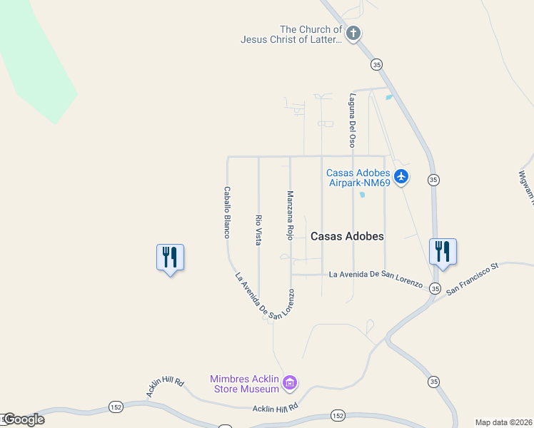 map of restaurants, bars, coffee shops, grocery stores, and more near 231 Rio Vista in Mimbres