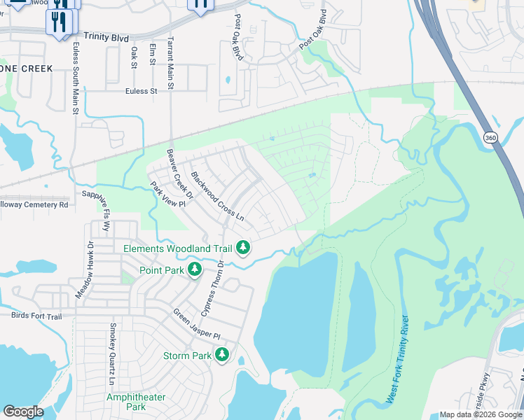 map of restaurants, bars, coffee shops, grocery stores, and more near 4609 Blackwood Cross Lane in Arlington