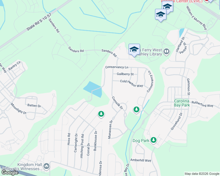 map of restaurants, bars, coffee shops, grocery stores, and more near 1829 Cornsilk Drive in Charleston