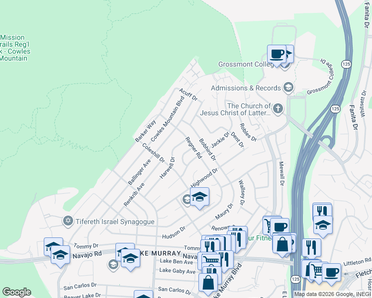 map of restaurants, bars, coffee shops, grocery stores, and more near 7070 Gain Drive in San Diego