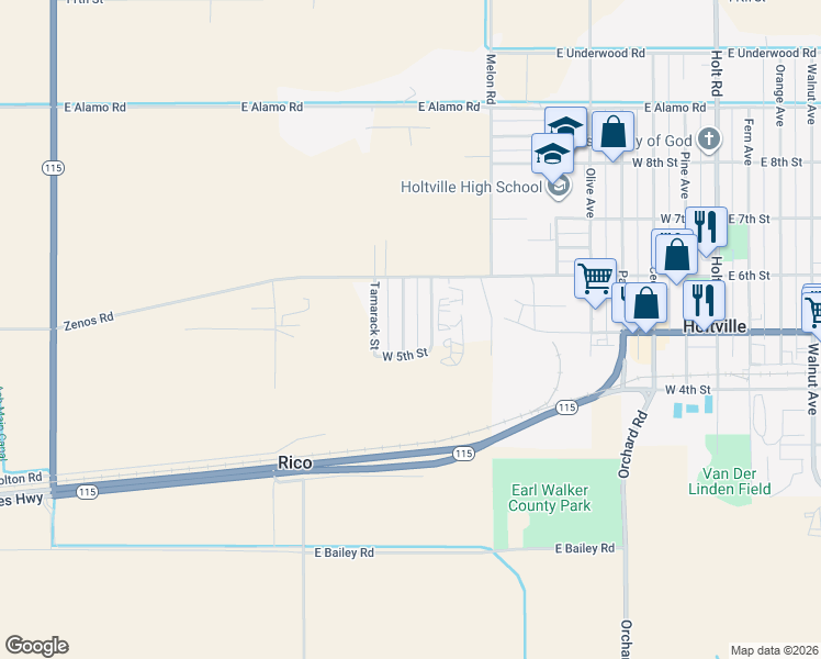 map of restaurants, bars, coffee shops, grocery stores, and more near 504 Palo Verde St in Holtville