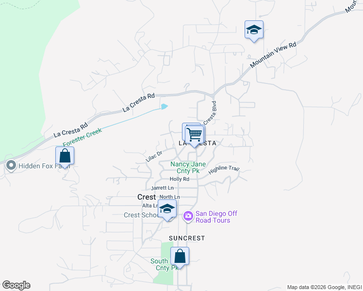 map of restaurants, bars, coffee shops, grocery stores, and more near 131 Scenic Drive in El Cajon