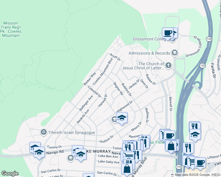 map of restaurants, bars, coffee shops, grocery stores, and more near 7070 Gain Drive in San Diego
