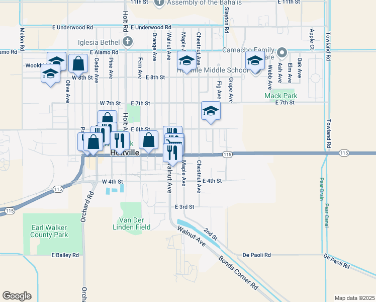 map of restaurants, bars, coffee shops, grocery stores, and more near 525 East 5th Street in Holtville