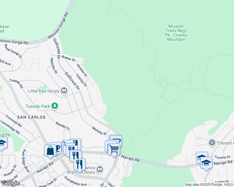 map of restaurants, bars, coffee shops, grocery stores, and more near in San Diego