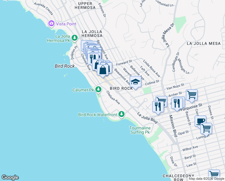 map of restaurants, bars, coffee shops, grocery stores, and more near in 