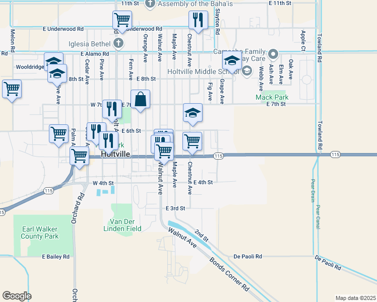 map of restaurants, bars, coffee shops, grocery stores, and more near 525-599 E 5th St in Holtville