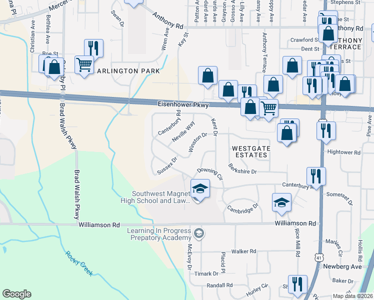 map of restaurants, bars, coffee shops, grocery stores, and more near 1747 Winston Drive in Macon