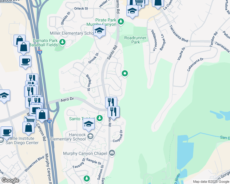 map of restaurants, bars, coffee shops, grocery stores, and more near 10431-10499 Snook St in San Diego