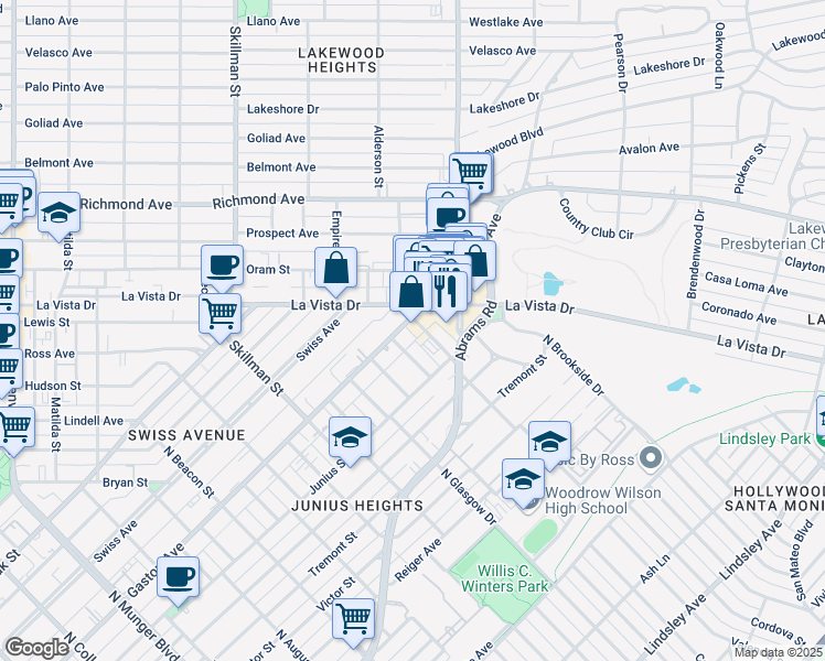 map of restaurants, bars, coffee shops, grocery stores, and more near 6300 Gaston Avenue in Dallas