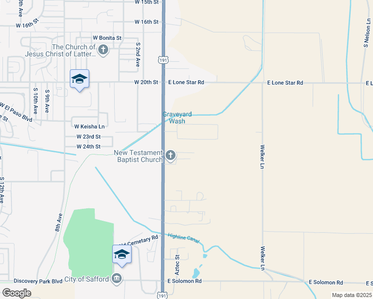 map of restaurants, bars, coffee shops, grocery stores, and more near 2409 South 10th Avenue in Safford