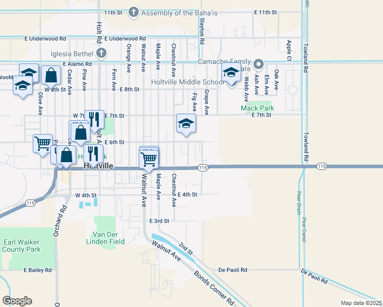 map of restaurants, bars, coffee shops, grocery stores, and more near 562 Figueroa Avenue in Holtville