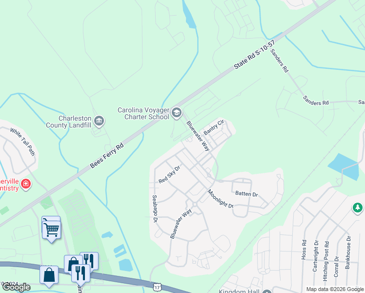map of restaurants, bars, coffee shops, grocery stores, and more near 1687 Seabago Drive in Charleston