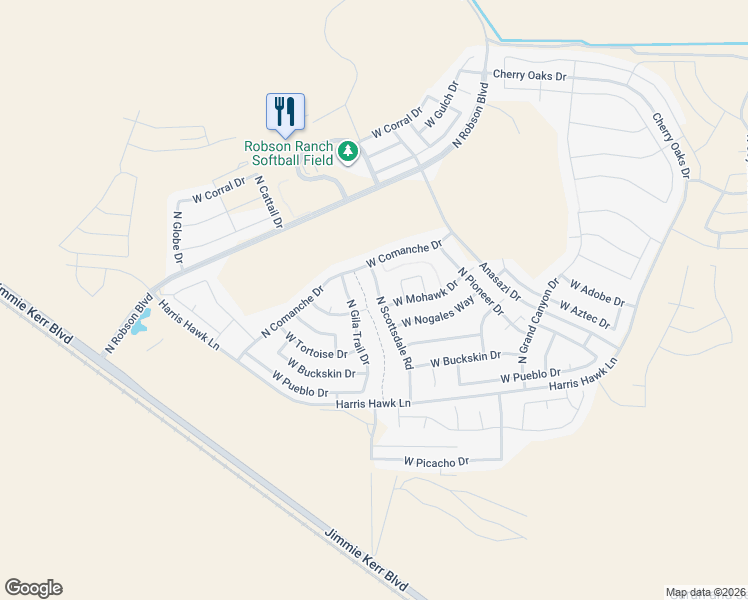 map of restaurants, bars, coffee shops, grocery stores, and more near 5395 North Scottsdale Road in Eloy