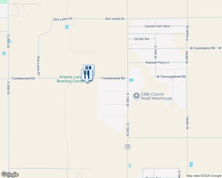 map of restaurants, bars, coffee shops, grocery stores, and more near 1414 Walnut Ln in Artesia