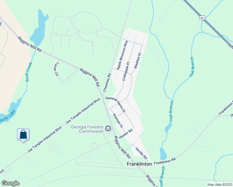 map of restaurants, bars, coffee shops, grocery stores, and more near 455 Crabtree Place in Macon