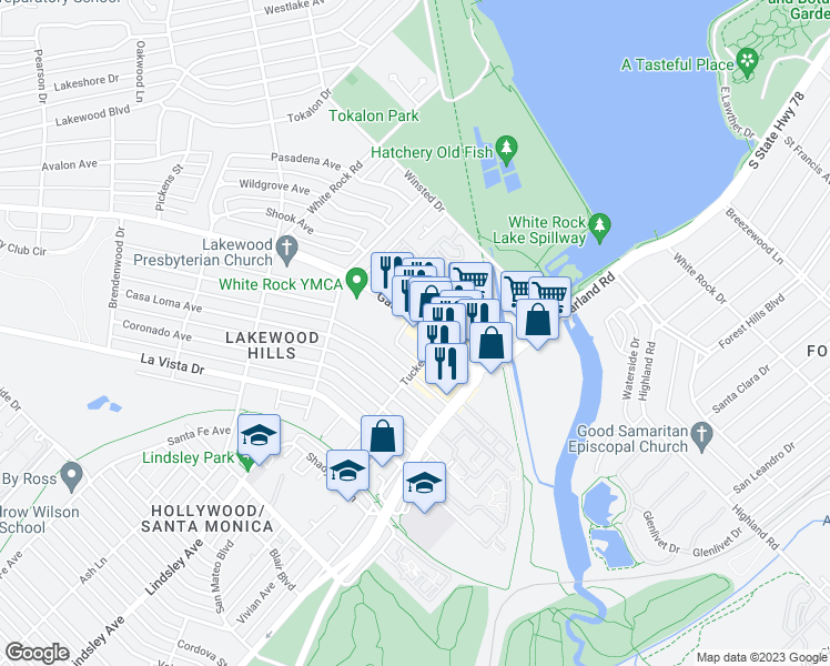 map of restaurants, bars, coffee shops, grocery stores, and more near 7238 Gaston Avenue in Dallas