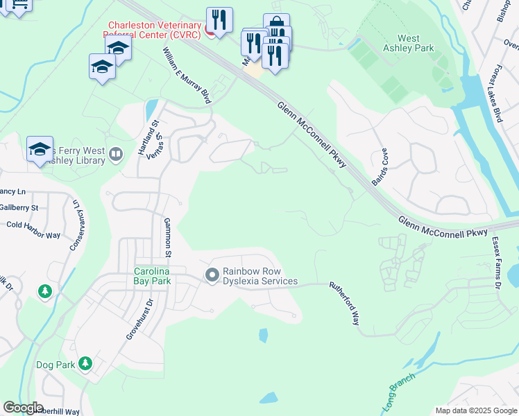 map of restaurants, bars, coffee shops, grocery stores, and more near 3301 Glenn Mcconnell Pkwy in Charleston