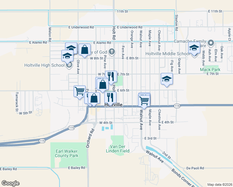 map of restaurants, bars, coffee shops, grocery stores, and more near 574 Holt Road in Holtville