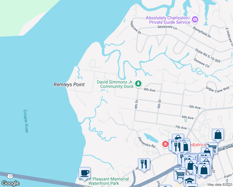 map of restaurants, bars, coffee shops, grocery stores, and more near 768 3rd Street in Mount Pleasant