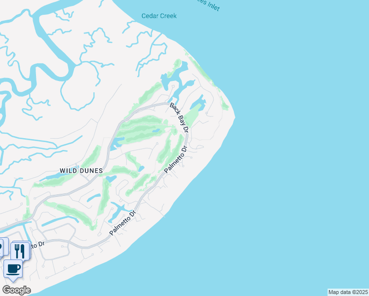 map of restaurants, bars, coffee shops, grocery stores, and more near 9518 Palmetto Drive in Isle of Palms