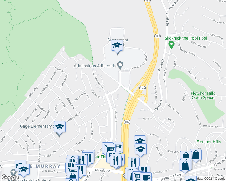 map of restaurants, bars, coffee shops, grocery stores, and more near 8910 Highwood Drive in San Diego