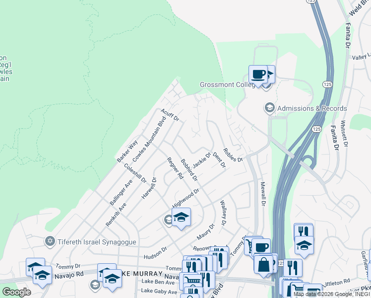 map of restaurants, bars, coffee shops, grocery stores, and more near 8657 Warmwell Drive in San Diego