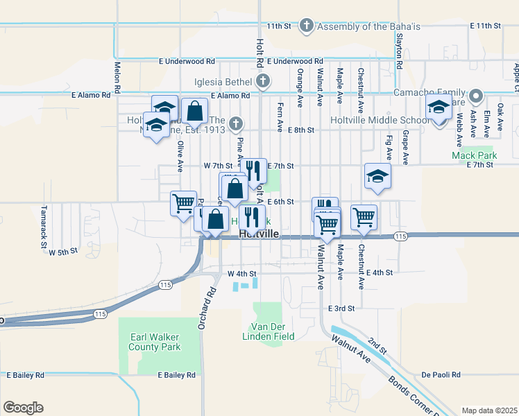 map of restaurants, bars, coffee shops, grocery stores, and more near 574 Holt Road in Holtville
