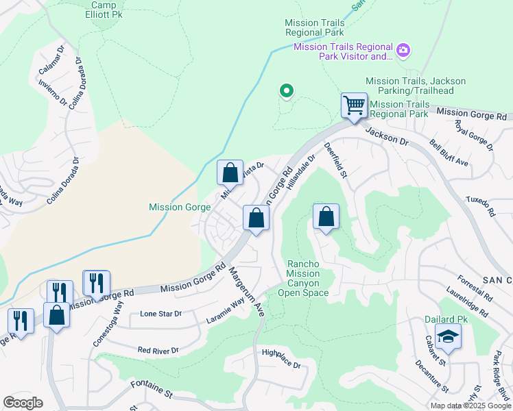 map of restaurants, bars, coffee shops, grocery stores, and more near 7837 Mission Bonita Drive in San Diego