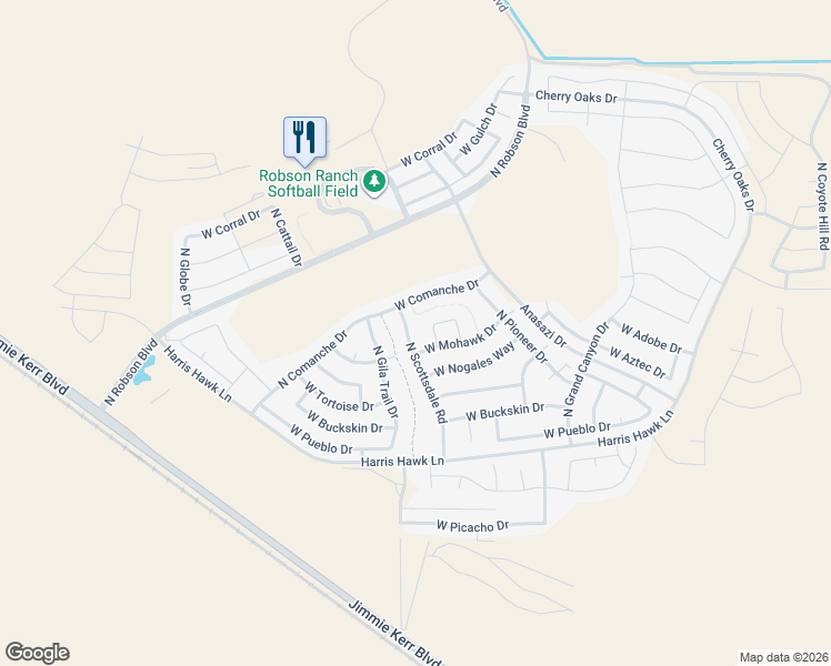 map of restaurants, bars, coffee shops, grocery stores, and more near 5395 N Scottsdale Rd in Eloy