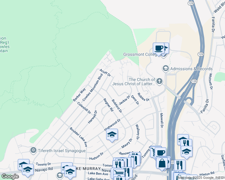 map of restaurants, bars, coffee shops, grocery stores, and more near 8629 Warmwell Drive in San Diego
