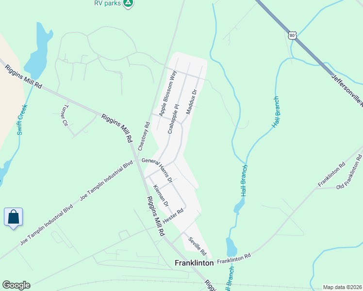 map of restaurants, bars, coffee shops, grocery stores, and more near 161 Apple Valley Road in Macon