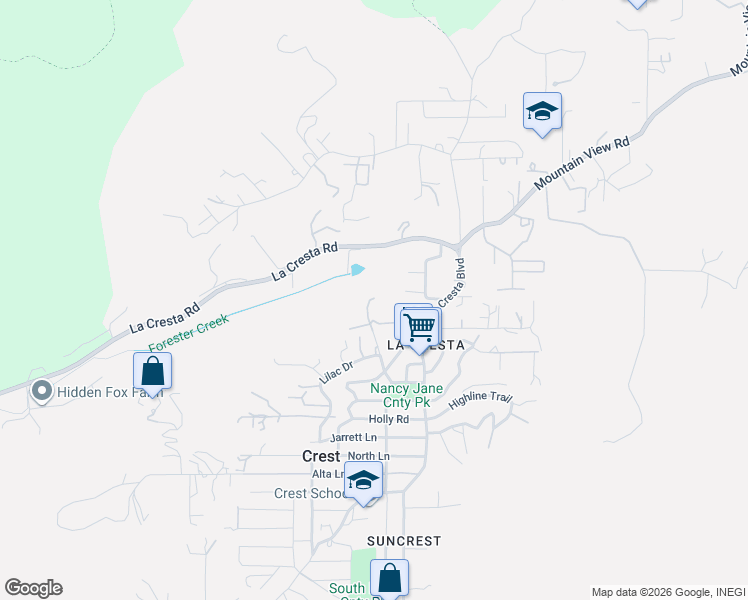 map of restaurants, bars, coffee shops, grocery stores, and more near 300 Thornton Drive in El Cajon