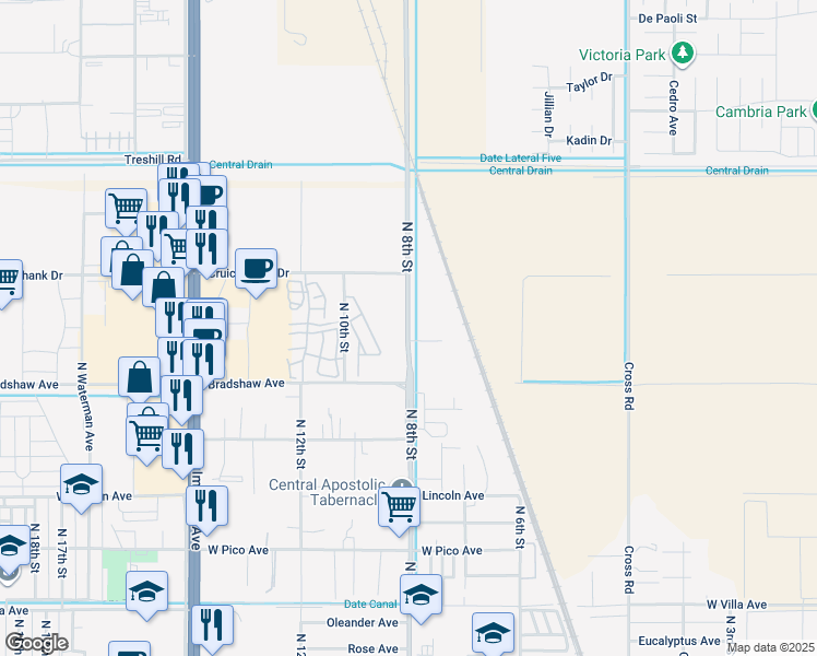 map of restaurants, bars, coffee shops, grocery stores, and more near 2001 North 8th Street in El Centro
