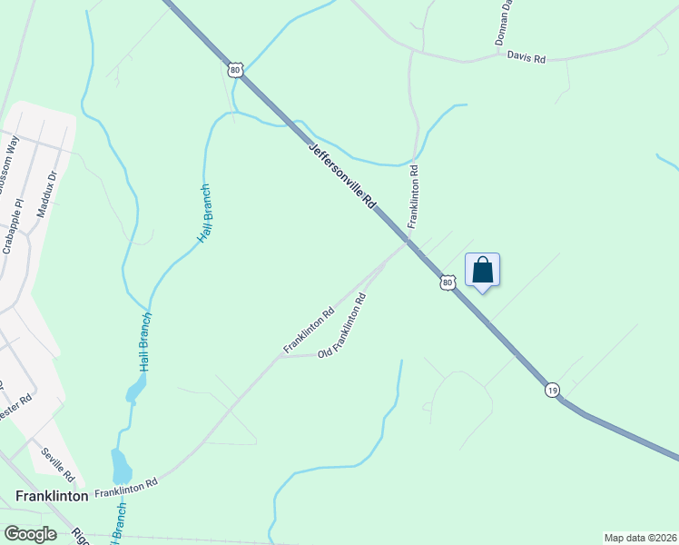 map of restaurants, bars, coffee shops, grocery stores, and more near 3608-3636 Franklinton Road in Dry Branch