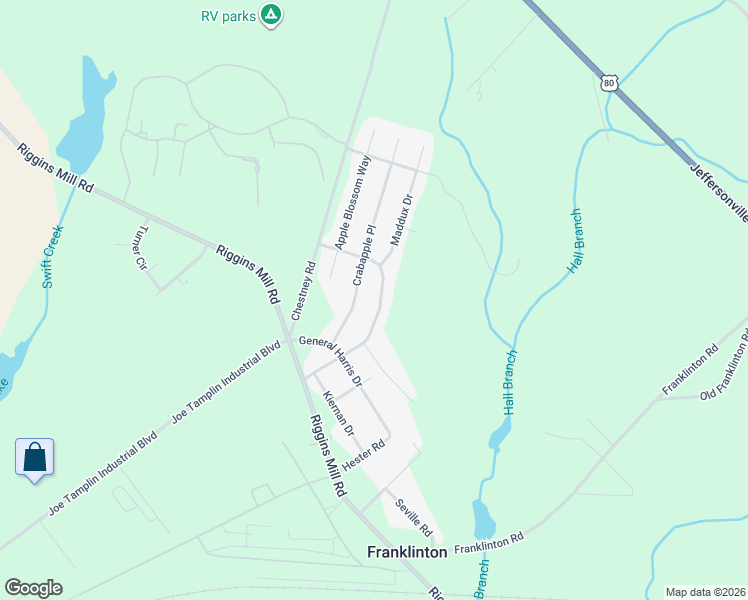 map of restaurants, bars, coffee shops, grocery stores, and more near 161 Apple Valley Road in Macon